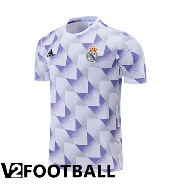 Real Madrid Training T Shirt White Purple 2022/2023