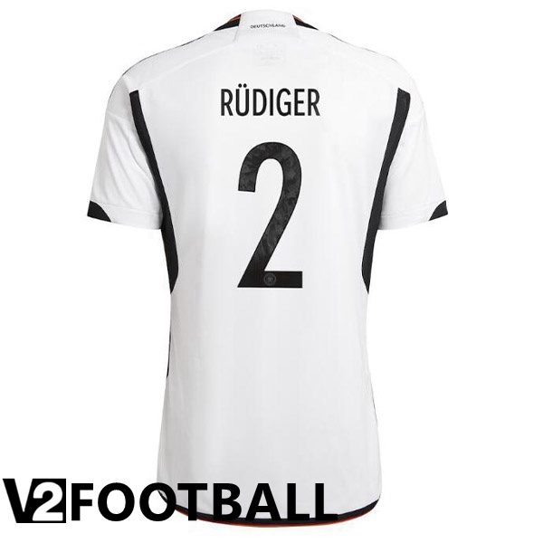 Germany (R脺DIGER 2) Home Shirts Black White World Cup 2022