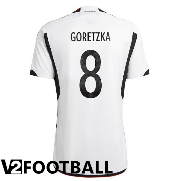 Germany (GORETZKA 8) Home Shirts Black White World Cup 2022