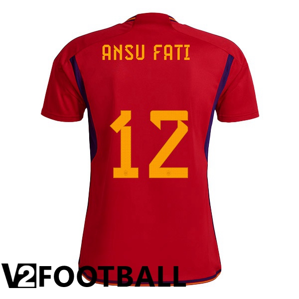 Spain (ANSU FATI 12) Home Shirts Red World Cup 2022