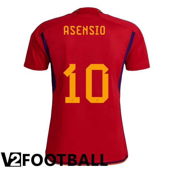 Spain (ASENSIO 10) Home Shirts Red World Cup 2022