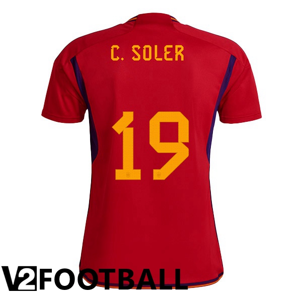 Spain (C. SOLER 19) Home Shirts Red World Cup 2022