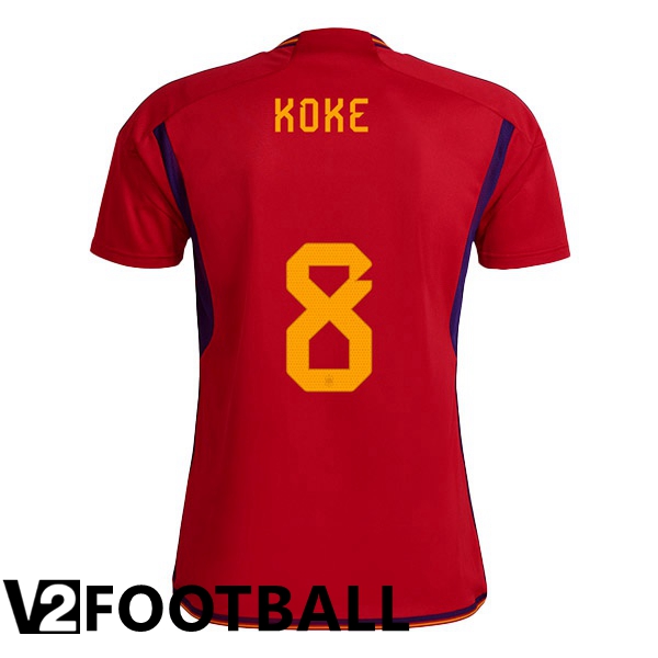 Spain (KOKE 8) Home Shirts Red World Cup 2022