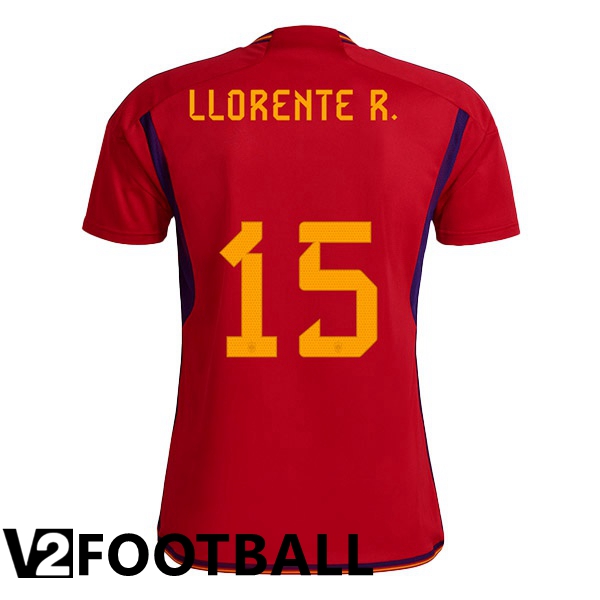 Spain (LLORENTE R. 15) Home Shirts Red World Cup 2022