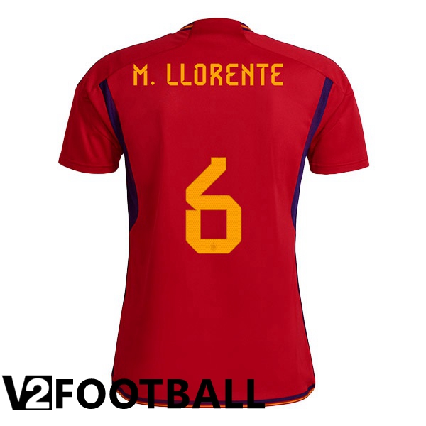 Spain (M.LLORENTE 6) Home Shirts Red World Cup 2022