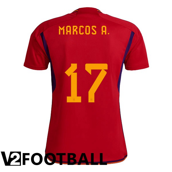 Spain (MARCOS A. 17) Home Shirts Red World Cup 2022