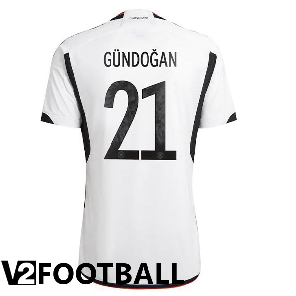 Germany (G脺NDOGAN 21) Home Shirts Black White World Cup 2022