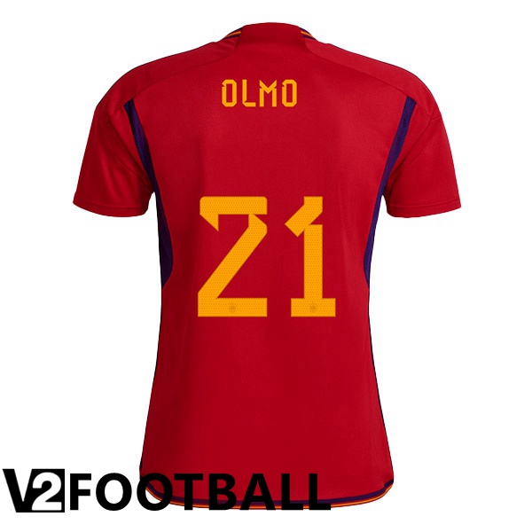 Spain (OLMO 21) Home Shirts Red World Cup 2022