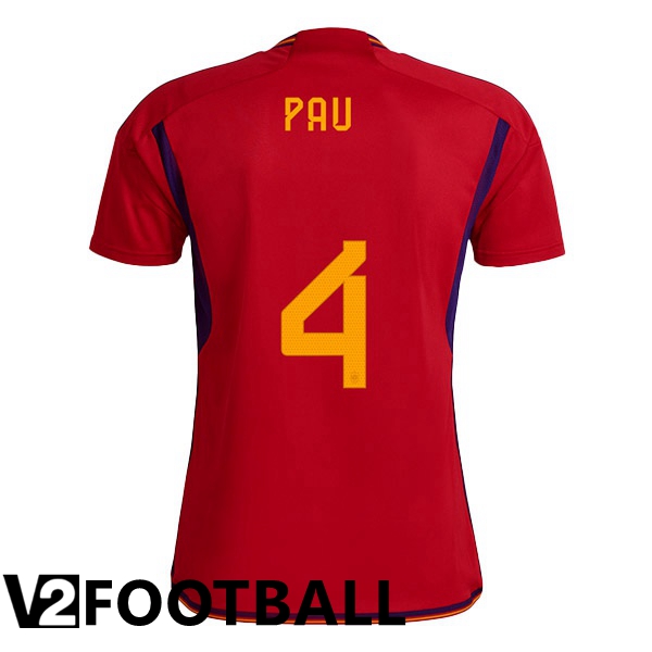 Spain (PAU 4) Home Shirts Red World Cup 2022
