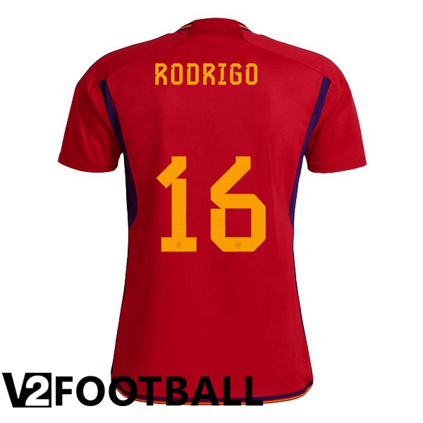 Spain (RODRIGO 16) Home Shirts Red World Cup 2022