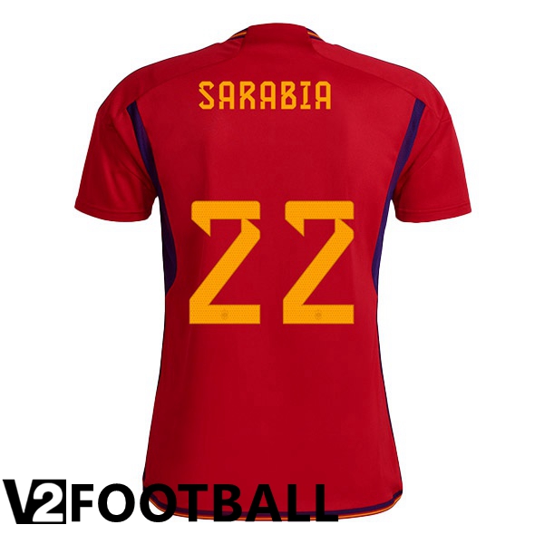 Spain (SARABIA 22) Home Shirts Red World Cup 2022