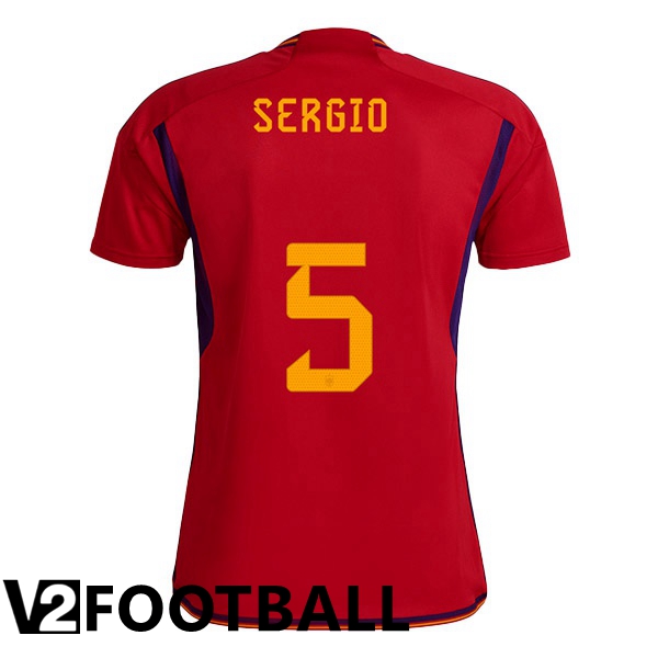 Spain (SERGIO 5) Home Shirts Red World Cup 2022