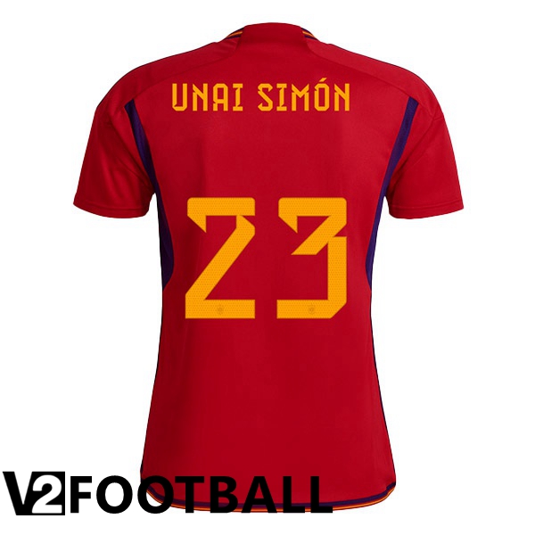 Spain (UNAI SIM脫N 23) Home Shirts Red World Cup 2022