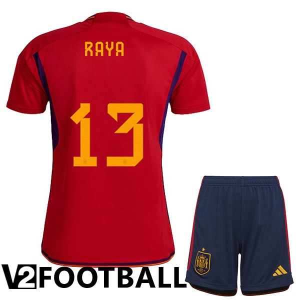 Spain (RAYA 13) Kids Home Shirts Red World Cup 2022