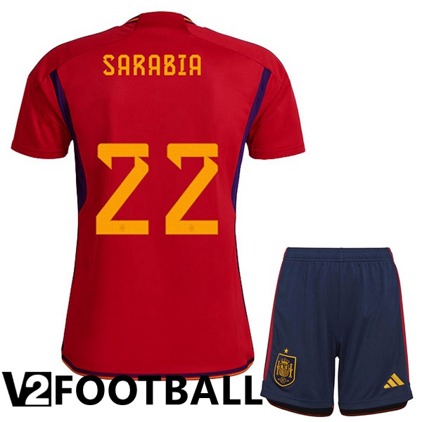 Spain (SARABIA 22) Kids Home Shirts Red World Cup 2022