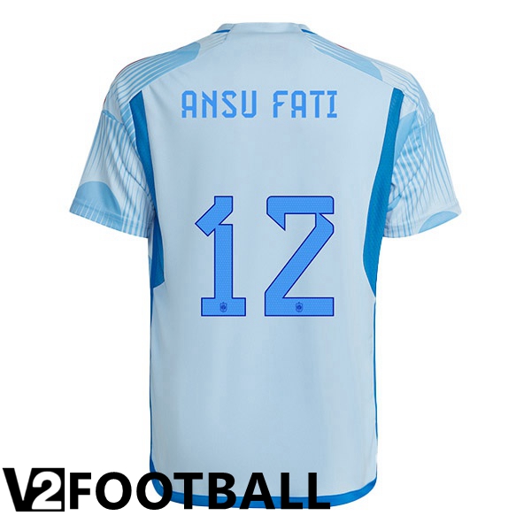 Spain (ANSU FATI 12) Away Shirts Blue White World Cup 2022