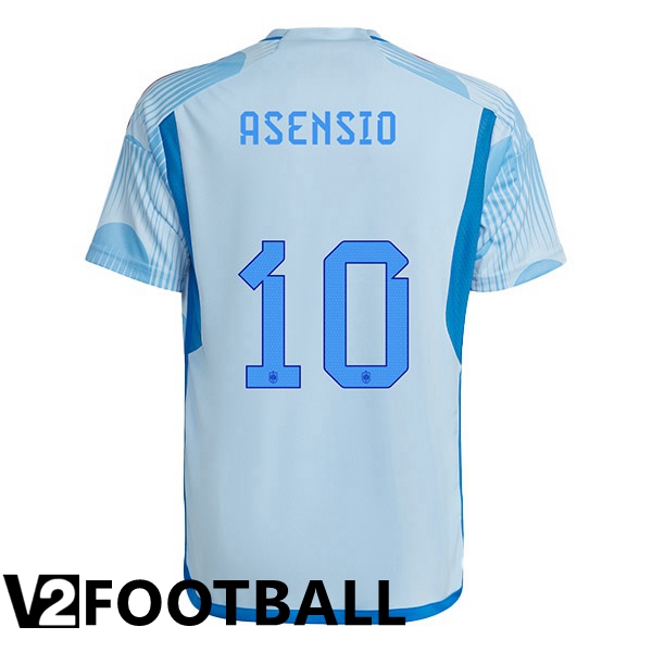 Spain (ASENSIO 10) Away Shirts Blue White World Cup 2022