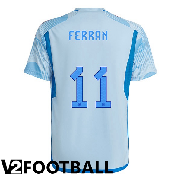 Spain (FERRAN 11) Away Shirts Blue White World Cup 2022