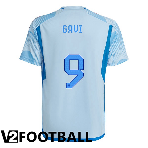 Spain (GAVI 9) Away Shirts Blue White World Cup 2022