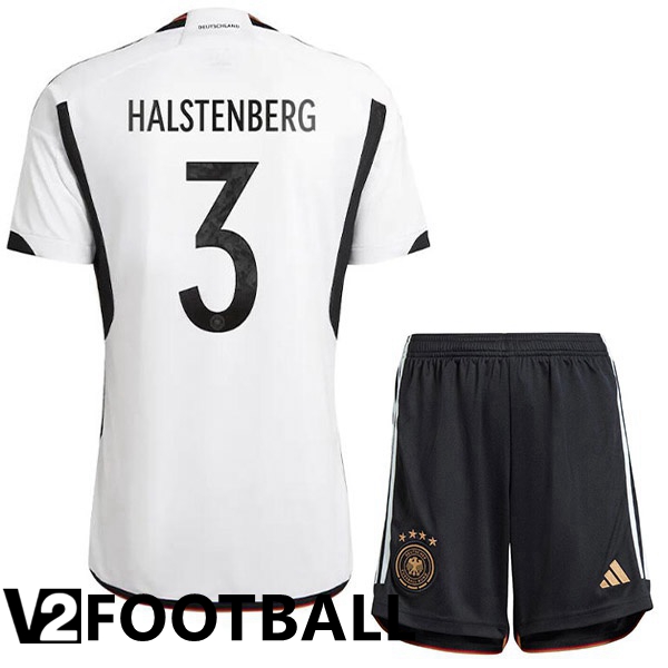 Germany (HALSTENBERG 3) Kids Home Shirts Black White World Cup 2022