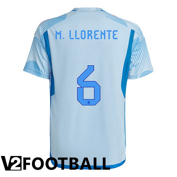 Spain (M.LLORENTE 6) Away Shirts Blue White World Cup 2022