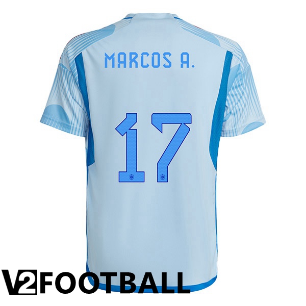 Spain (MARCOS A. 17) Away Shirts Blue White World Cup 2022