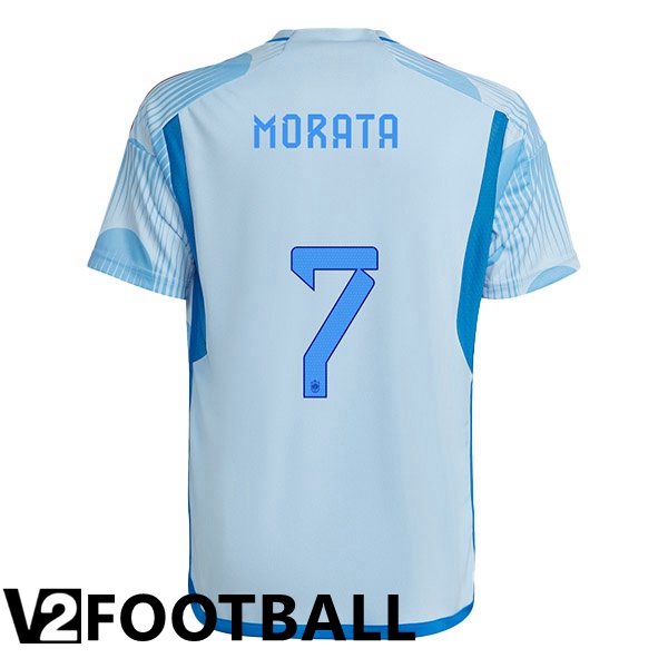 Spain (MORATA 7) Away Shirts Blue White World Cup 2022