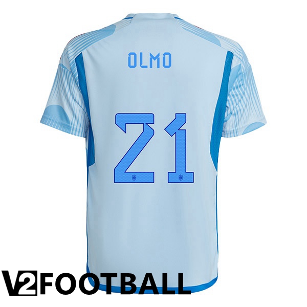 Spain (OLMO 21) Away Shirts Blue White World Cup 2022