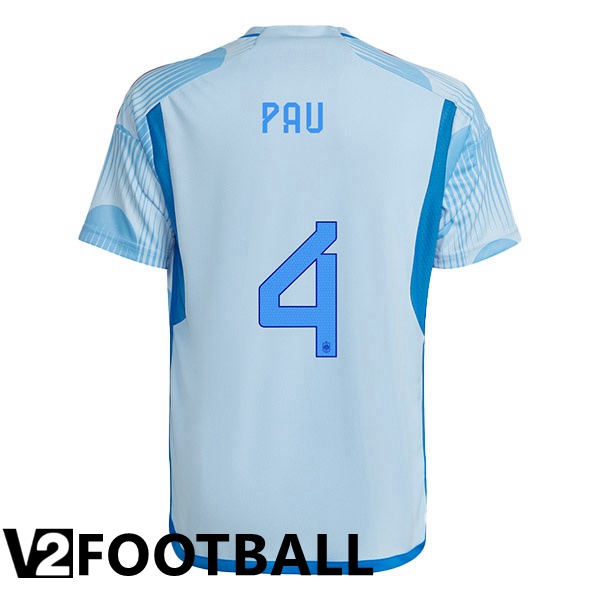 Spain (PAU 4) Away Shirts Blue White World Cup 2022