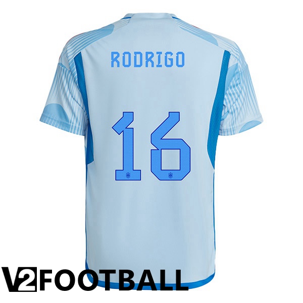 Spain (RODRIGO 16) Away Shirts Blue White World Cup 2022