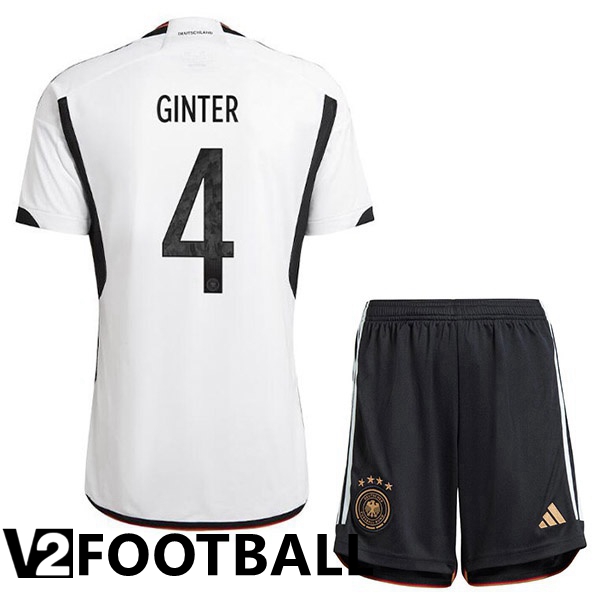 Germany (GINTER 4) Kids Home Shirts Black White World Cup 2022