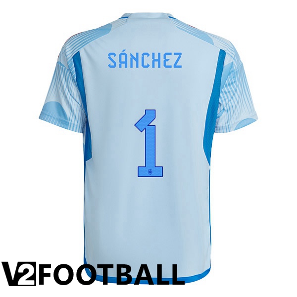 Spain (S脕NCHEZ 1) Away Shirts Blue White World Cup 2022