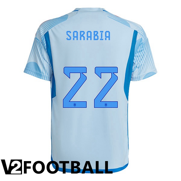 Spain (SARABIA 22) Away Shirts Blue White World Cup 2022