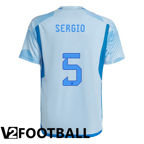 Spain (SERGIO 5) Away Shirts Blue White World Cup 2022
