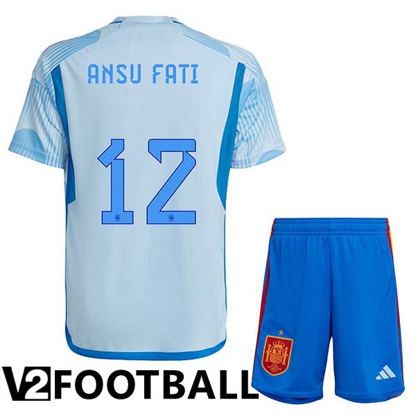 Spain (ANSU FATI 12) Kids Away Shirts Blue White World Cup 2022