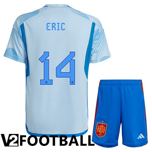 Spain (ERIC 14) Kids Away Shirts Blue White World Cup 2022