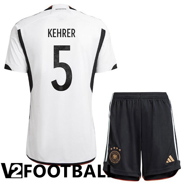Germany (KEHRER 5) Kids Home Shirts Black White World Cup 2022