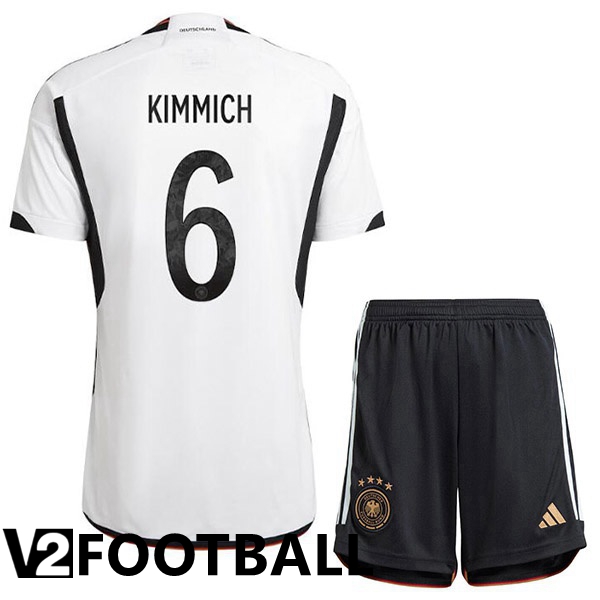 Germany (KIMMICH 6) Kids Home Shirts Black White World Cup 2022