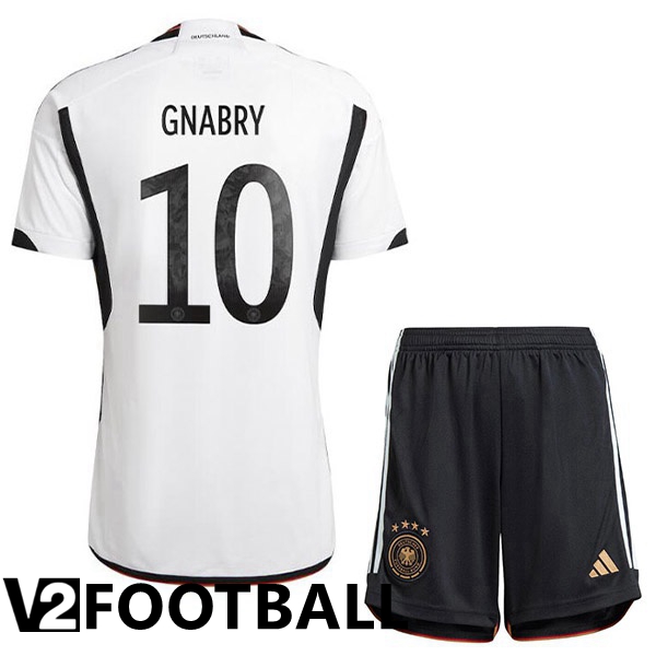 Germany (GNABRY 10) Kids Home Shirts Black White World Cup 2022