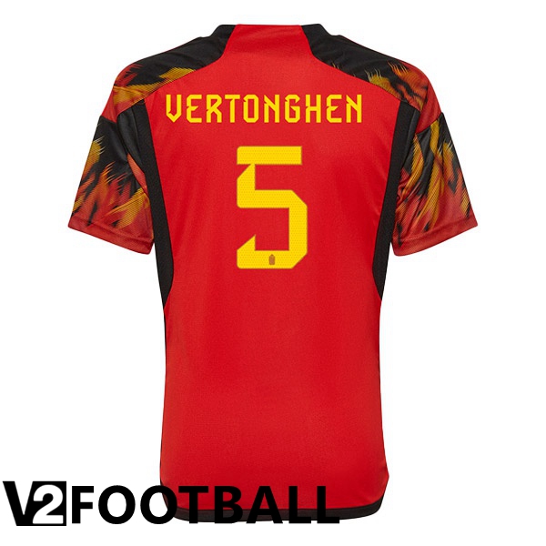 Belgium (GreenONGHEN 5) Home Shirts Red World Cup 2022