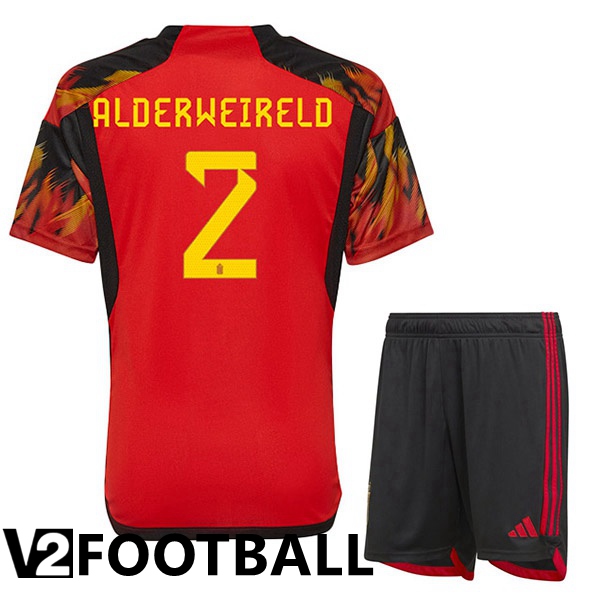 Belgium (ALDERWEIRELD 2) Kids Home Shirts Red World Cup 2022