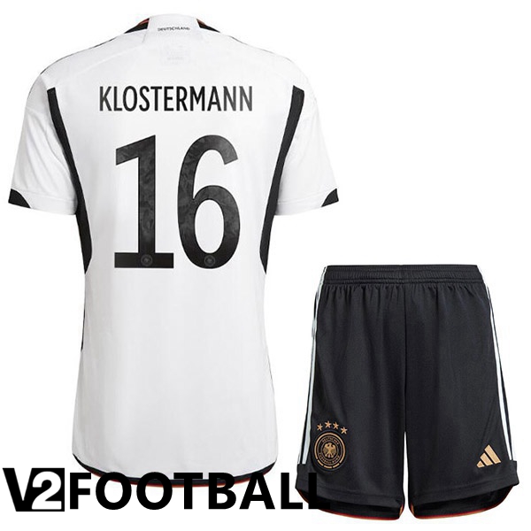 Germany (KLOSTERMANN 16) Kids Home Shirts Black White World Cup 2022