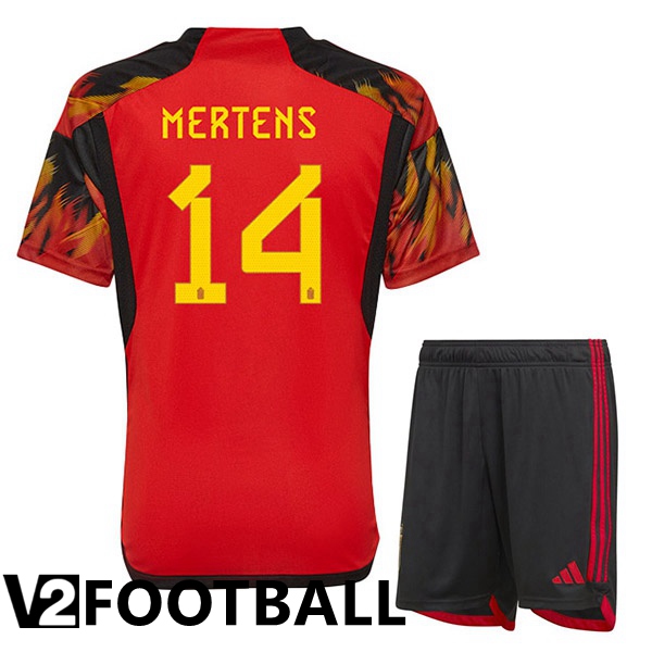 Belgium (MERTENS 14) Kids Home Shirts Red World Cup 2022