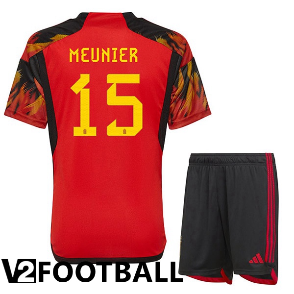 Belgium (MEUNIER 15) Kids Home Shirts Red World Cup 2022