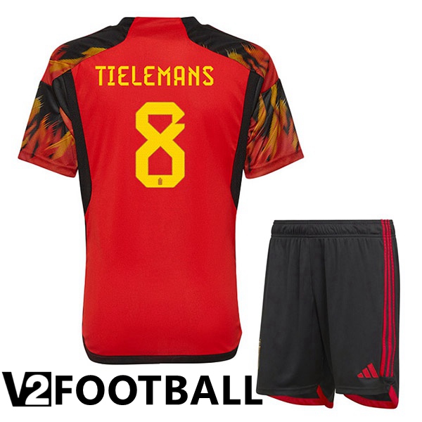 Belgium (TIELEMANS 8) Kids Home Shirts Red World Cup 2022