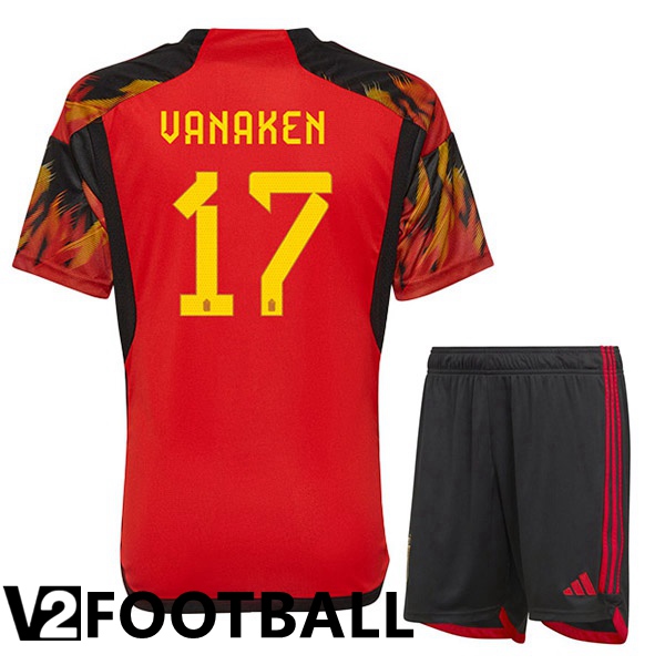 Belgium (VANAKEN 17) Kids Home Shirts Red World Cup 2022
