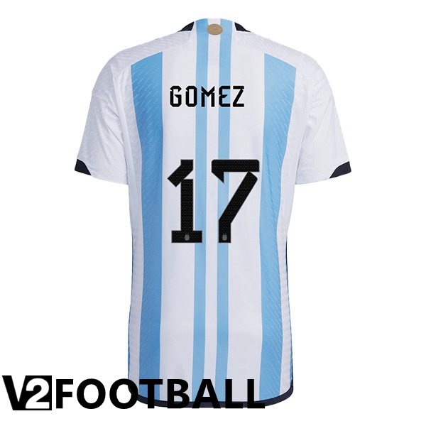 Argentina (GOMEZ 17) Home Shirts Blue White World Cup 2022