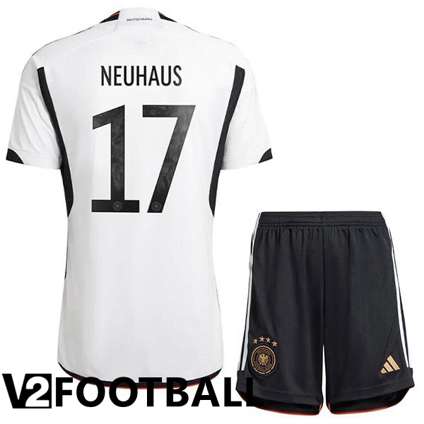 Germany (NEUHAUS 17) Kids Home Shirts Black White World Cup 2022