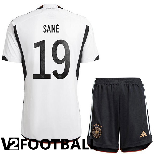 Germany (SAN脡 19) Kids Home Shirts Black White World Cup 2022