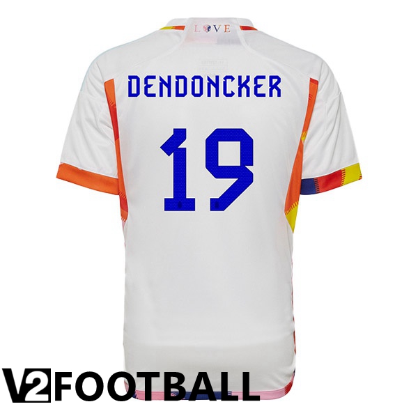 Belgium (DENDONCKER 19) Away Shirts White World Cup 2022